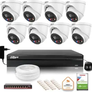 Zestaw monitoringu IP Dahua TIOC 5mpx 2K 8 kamer z alarmem NVR z dyskiem Zniżka