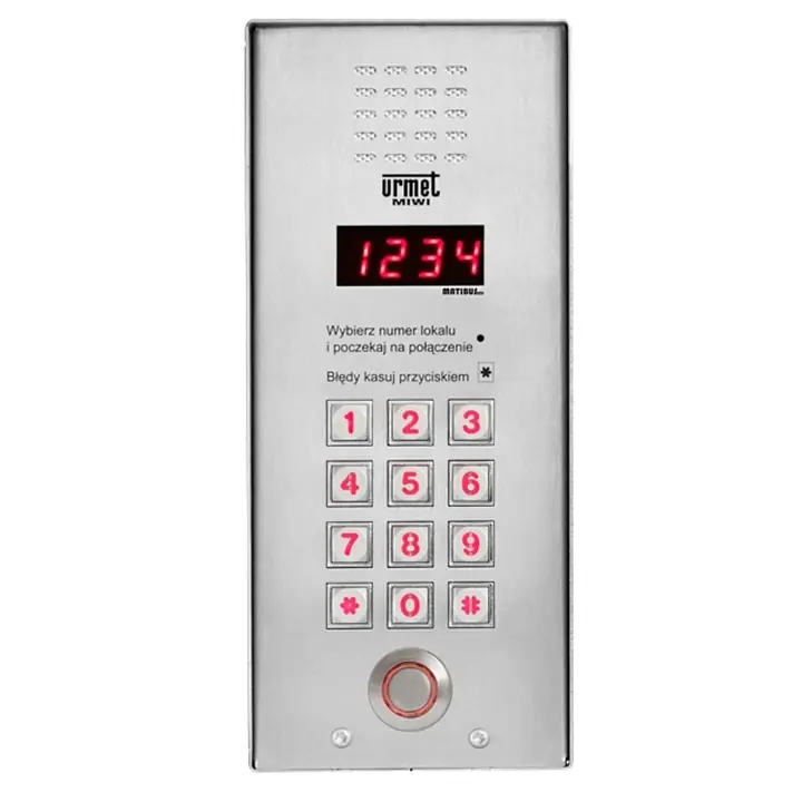 1052/105VD Matibus SE Urmet Cyfrowy panel zewnętrzny Vertical, z klawiaturą i czytnikiem DALLAS Łatwy zwrot